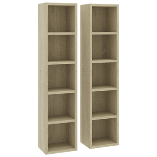 vidaXL CD Cabinets 2 pcs Sonoma Oak 21x16x93.5 cm Engineered Wood - Giant Lobelia