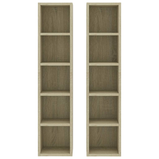 vidaXL CD Cabinets 2 pcs Sonoma Oak 21x16x93.5 cm Engineered Wood - Giant Lobelia