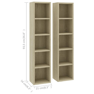 vidaXL CD Cabinets 2 pcs Sonoma Oak 21x16x93.5 cm Engineered Wood - Giant Lobelia