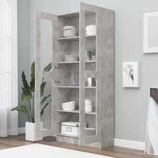 vidaXL Vitrine Cabinet Concrete Grey 82.5x30.5x185.5 cm Engineered Wood - Giant Lobelia