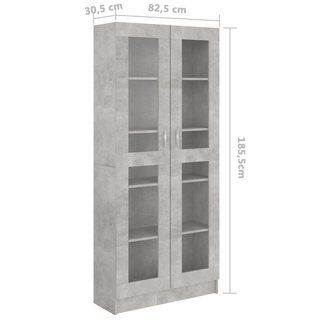 vidaXL Vitrine Cabinet Concrete Grey 82.5x30.5x185.5 cm Engineered Wood - Giant Lobelia