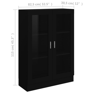 Vitrine Cabinet Black 82.5x30.5x115 cm Engineered Wood - Giant Lobelia