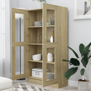 Vitrine Cabinet Sonoma Oak 82.5x30.5x150 cm Engineered Wood - Giant Lobelia