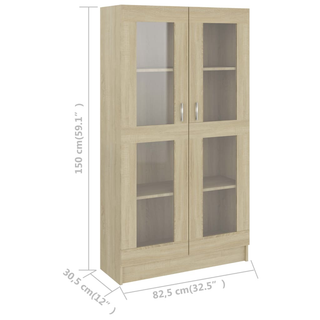 Vitrine Cabinet Sonoma Oak 82.5x30.5x150 cm Engineered Wood - Giant Lobelia