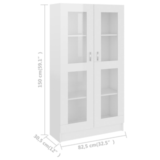 Vitrine Cabinet High Gloss White 82.5x30.5x150 cm Engineered Wood - Giant Lobelia