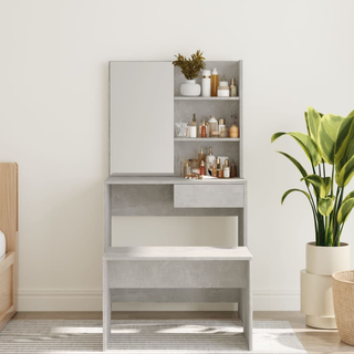 Dressing Table with Mirror Concrete Grey 74.5x40x141 cm - Giant Lobelia