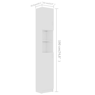 Bathroom Cabinet White 32x25.5x190 cm Engineered Wood - Giant Lobelia