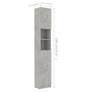 Bathroom Cabinet Concrete Grey 32x25.5x190 cm Engineered Wood - Giant Lobelia