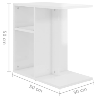 Side Table High Gloss White 50x30x50 cm Engineered Wood - Giant Lobelia