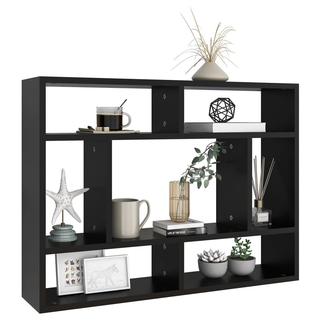 Wall Shelf Black 75x16x55 cm Engineered Wood - Giant Lobelia