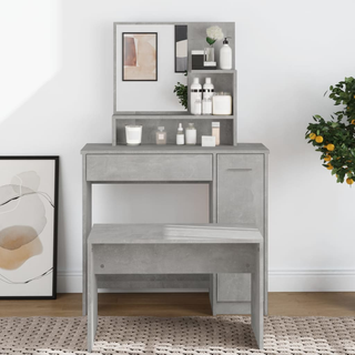 Dressing Table with Mirror Concrete Grey 86.5x35x136 cm - Giant Lobelia