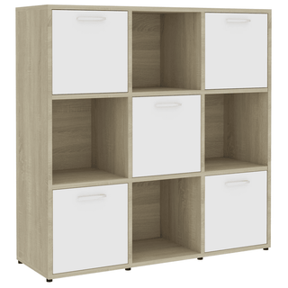 Book Cabinet White and Sonoma Oak 90x30x90 cm - Sturdy and Spacious Storage for Your Home - Giant Lobelia