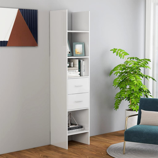 Book Cabinet High Gloss White 40x35x180 cm Engineered Wood - Giant Lobelia