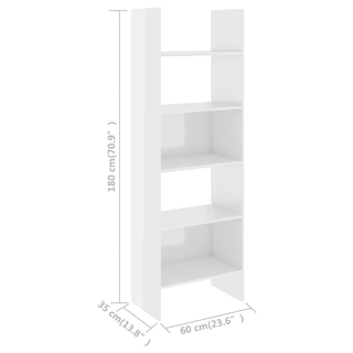 Book Cabinet High Gloss White 60x35x180 cm Engineered Wood - Giant Lobelia