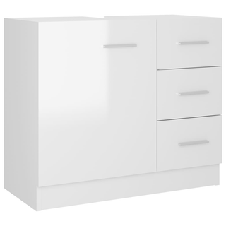 vidaXL Sink Cabinet High Gloss White 63x30x54 cm Engineered Wood - Giant Lobelia