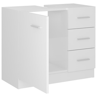 vidaXL Sink Cabinet High Gloss White 63x30x54 cm Engineered Wood - Giant Lobelia