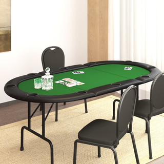 10-Player Folding Poker Table Green 206x106x75 cm - Giant Lobelia