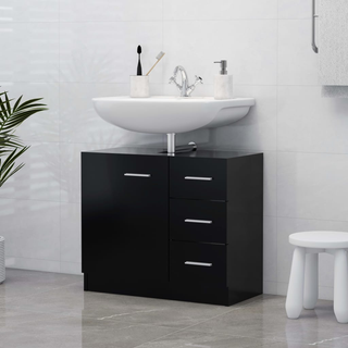 vidaXL Sink Cabinet Black 63x30x54 cm Engineered Wood - Giant Lobelia