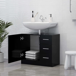 vidaXL Sink Cabinet Black 63x30x54 cm Engineered Wood - Giant Lobelia