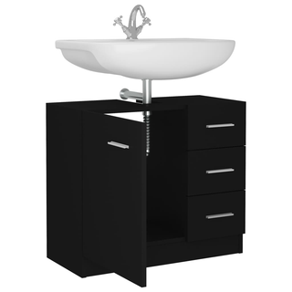 vidaXL Sink Cabinet Black 63x30x54 cm Engineered Wood - Giant Lobelia