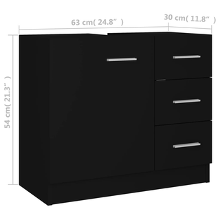 vidaXL Sink Cabinet Black 63x30x54 cm Engineered Wood - Giant Lobelia