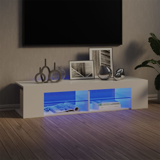 TV Cabinet with LED Lights High Gloss White 135x39x30 cm - Giant Lobelia