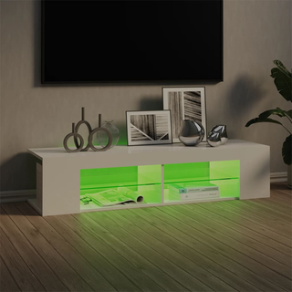 TV Cabinet with LED Lights High Gloss White 135x39x30 cm - Giant Lobelia