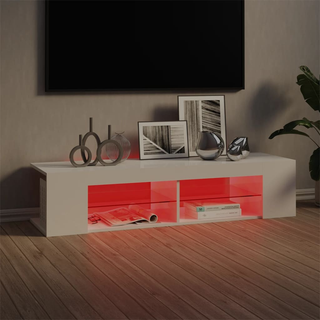 TV Cabinet with LED Lights High Gloss White 135x39x30 cm - Giant Lobelia