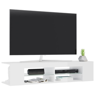 TV Cabinet with LED Lights High Gloss White 135x39x30 cm - Giant Lobelia