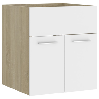 vidaXL Sink Cabinet White and Sonoma Oak 41x38.5x46 cm Engineered Wood - Giant Lobelia