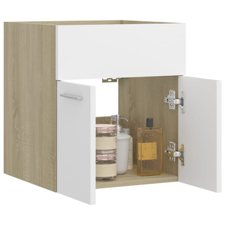 vidaXL Sink Cabinet White and Sonoma Oak 41x38.5x46 cm Engineered Wood - Giant Lobelia