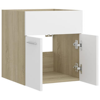 vidaXL Sink Cabinet White and Sonoma Oak 41x38.5x46 cm Engineered Wood - Giant Lobelia