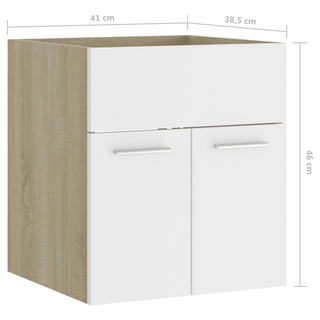 vidaXL Sink Cabinet White and Sonoma Oak 41x38.5x46 cm Engineered Wood - Giant Lobelia