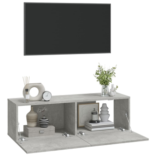 Wall TV Cabinets 2 pcs Concrete Grey 100x30x30 cm Engineered Wood - Giant Lobelia