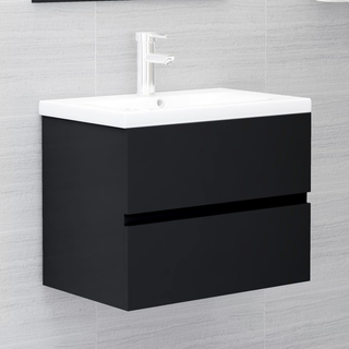 vidaXL Sink Cabinet Black 60x38.5x45 cm Engineered Wood - Giant Lobelia