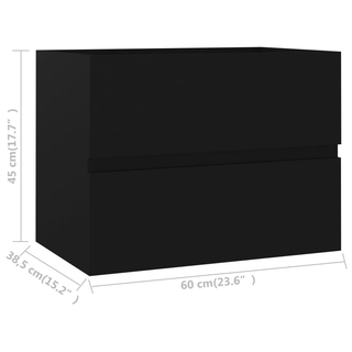 vidaXL Sink Cabinet Black 60x38.5x45 cm Engineered Wood - Giant Lobelia