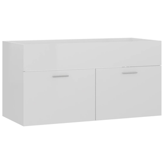 vidaXL Sink Cabinet High Gloss White 90x38.5x46 cm Engineered Wood - Giant Lobelia