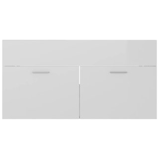 vidaXL Sink Cabinet High Gloss White 90x38.5x46 cm Engineered Wood - Giant Lobelia