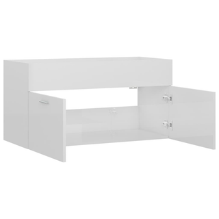 vidaXL Sink Cabinet High Gloss White 90x38.5x46 cm Engineered Wood - Giant Lobelia