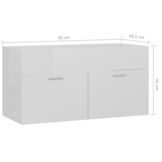 vidaXL Sink Cabinet High Gloss White 90x38.5x46 cm Engineered Wood - Giant Lobelia