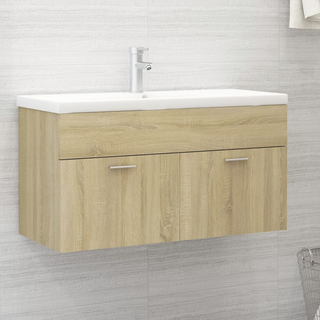 vidaXL Sink Cabinet Sonoma Oak 90x38.5x46 cm Engineered Wood - Giant Lobelia