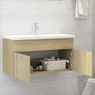 vidaXL Sink Cabinet Sonoma Oak 90x38.5x46 cm Engineered Wood - Giant Lobelia