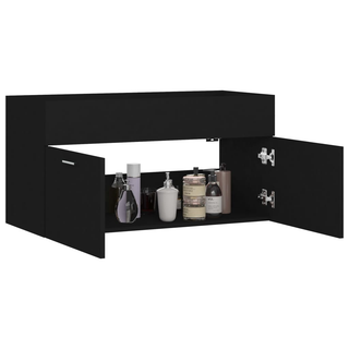 vidaXL Sink Cabinet Black 90x38.5x46 cm Engineered Wood - Giant Lobelia