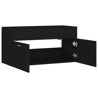 vidaXL Sink Cabinet Black 90x38.5x46 cm Engineered Wood - Giant Lobelia