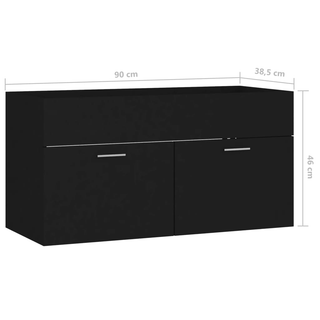 vidaXL Sink Cabinet Black 90x38.5x46 cm Engineered Wood - Giant Lobelia