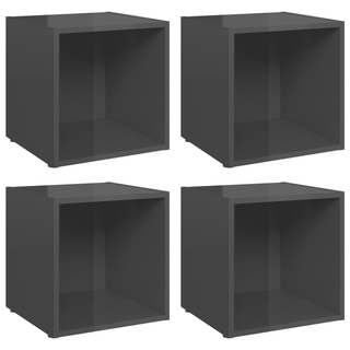 TV Cabinets 4 pcs High Gloss Grey 37x35x37 cm Engineered Wood - Giant Lobelia