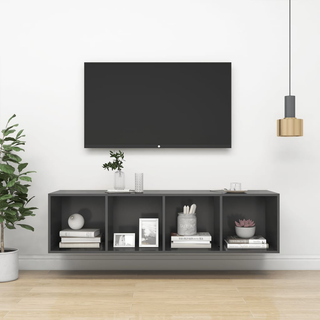 Wall-mounted TV Cabinet Grey 37x37x142.5 cm Engineered Wood - Giant Lobelia