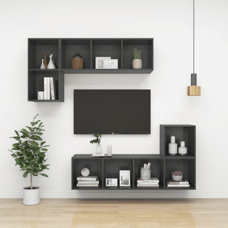 Wall-mounted TV Cabinet Grey 37x37x142.5 cm Engineered Wood - Giant Lobelia