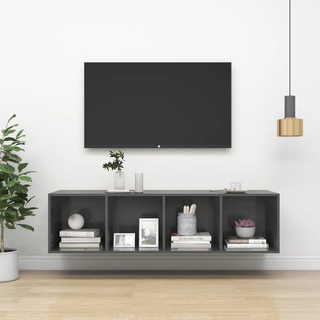 Wall-mounted TV Cabinet High Gloss Grey 37x37x142.5 cm Engineered Wood - Giant Lobelia