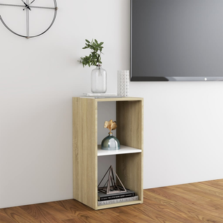 TV Cabinet White and Sonoma Oak 72x35x36.5 cm Engineered Wood - Giant Lobelia